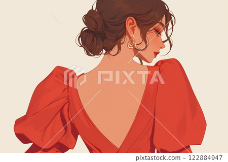 穿紅裙子的女人 122884947