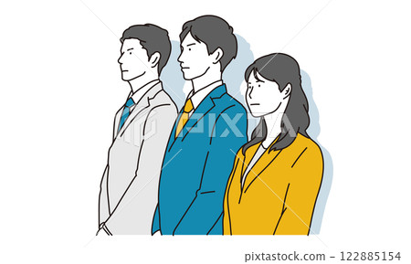 A simple illustration of a business person with strong unity and a passionate gaze 122885154