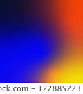 Abstract grainy gradient background blending deep blue, orange, and yellow tones, creating a dynamic and vibrant, noise texture design. 122885223