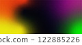 Abstract grainy gradient background blending orange, yellow, green, purple, and black tones, with a smooth and artistic, noise texture design. 122885226