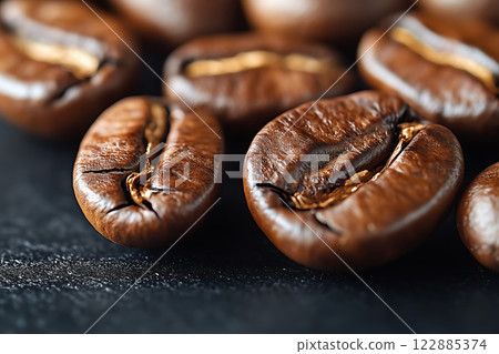 Roasted coffee beans close-up 122885374