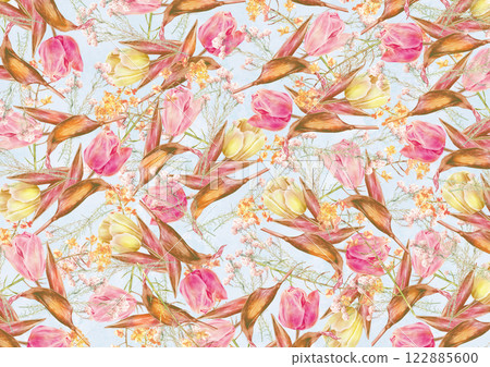 Spring floral pattern with tulips 122885600