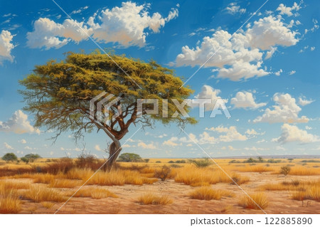 Lonely Acacia Tree on African Savannah 122885890