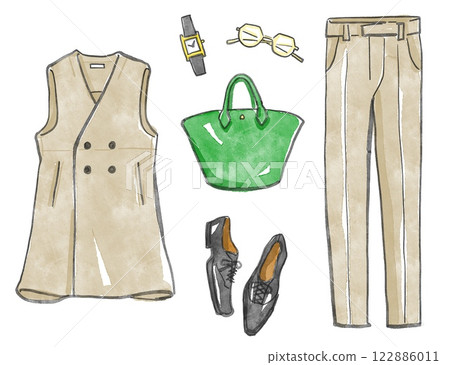 Hand-drawn fashion coordination set 122886011
