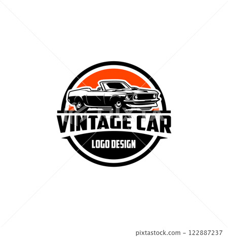 vintage car silhouette vector ford mustang car 1968. best for logo, badge, emblem, icon, sticker design. available in eps 10 122887237