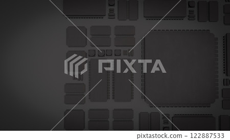 The Black PCB Board for It to Technology concept 3d Rendering. The Black PCB Board for It to Technology concept 3d Rendering. 122887533