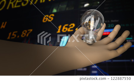 The Light bulb in hand for idea concept 3d Rendering. 122887550