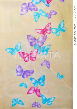 Butterfly pattern, silk fabric, dyed fabric, Japanese pattern, fabric, kimono material Butterfly pattern, silk fabric, dyed fabric, Japanese pattern, fabric, kimono material 122887750