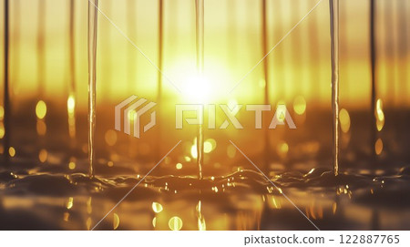 Sunset Reflection on Water with Streams and Glowing Light Effect 122887765