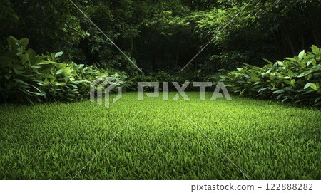 Overgrown Public Gardens with Lush Greenery and Dense Foliage Overgrown Public Gardens with Lush Greenery and Dense Foliage 122888282