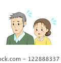 Elderly couple troubled and anxious 122888337