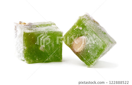 Green confection with nuts showcases traditional dessert from Middle Eastern cuisine Green confection with nuts showcases traditional dessert from Middle Eastern cuisine 122888522