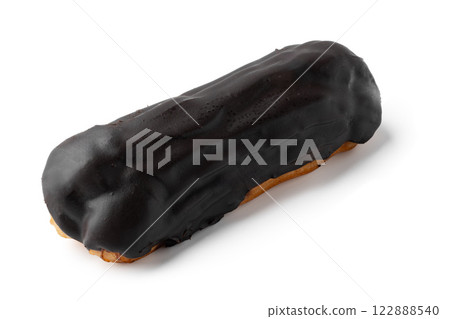 Delicious chocolate eclair ready to be enjoyed at a pastry shop Delicious chocolate eclair ready to be enjoyed at a pastry shop 122888540