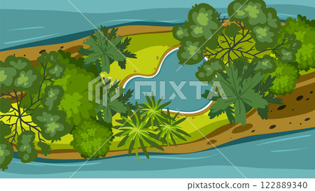 Lush Island Oasis with Vibrant Foliage Lush Island Oasis with Vibrant Foliage 122889340
