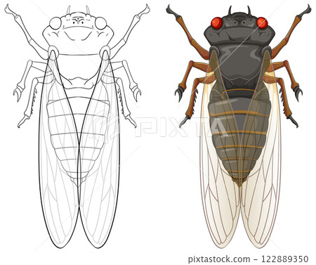 Detailed Cicada Vector Illustration Detailed Cicada Vector Illustration 122889350