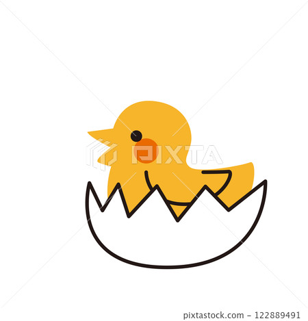 小雞從蛋中孵化出來的向量圖 122889491