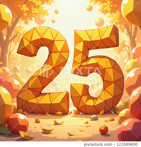 Celebratory 25th birthday scene. 122889600