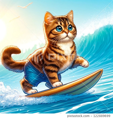 Surfing Cat 122889699