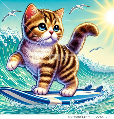 Surfing Cat 122889700