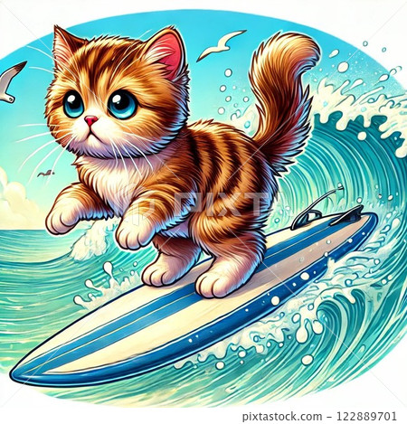 Surfing Cat 122889701