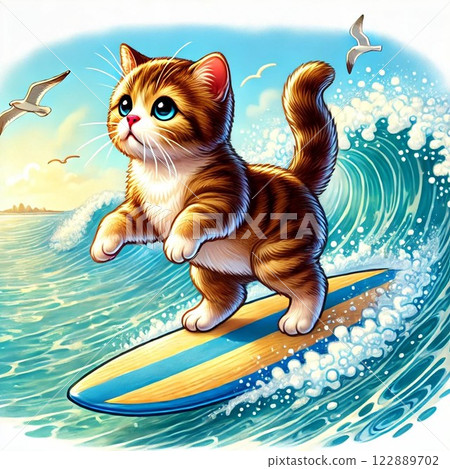 Surfing Cat 122889702