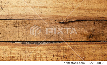 Top view of an arranged wood plank. Natural wooden texture or brown background or wallpaper. Flat lay. Copy space or mockup Top view of an arranged wood plank. Natural wooden texture or brown background or wallpaper. Flat lay. Copy space or mockup 122890035