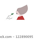 Illustration of a woman with long hair with leaves blown away by a strong wind 122890095