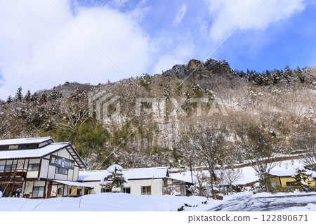Roadside Station, Reizan, Mount Takusan, snow scenery Roadside Station, Reizan, Mount Takusan, snow scenery 122890671