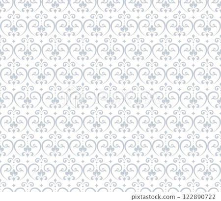 Flower geometric pattern. Seamless vector background. White and gray ornament. Ornament for fabric, wallpaper, packaging. Decorative print 122890722