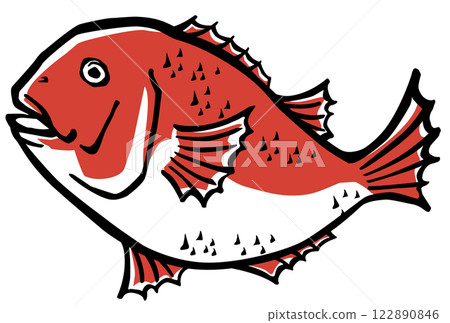 鯛魚、紅鯛、紅鯛、鯛魚插畫素材 122890846