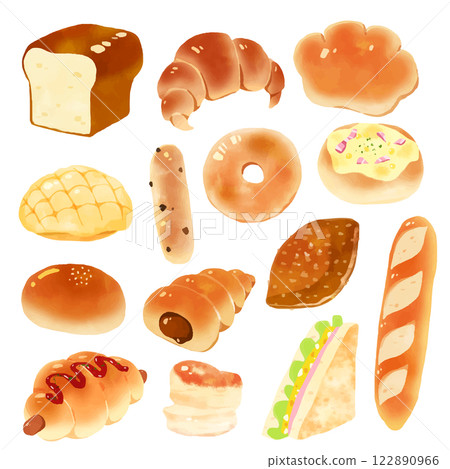 各種麵包的插圖 122890966