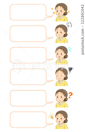 Senior lady speech bubble set Senior lady speech bubble set 122891042