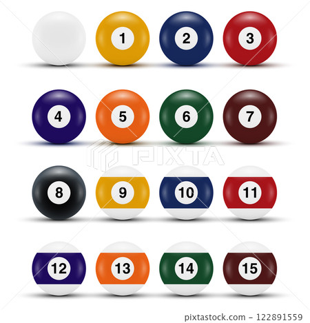 Realistic Billiard Pool Balls Set Mockup. Vector 122891559