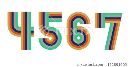 4,5,6,7 Numbers Number Design Rainbow Color 1 122891603