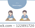 Junior high and high school students studying 122891720