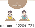 Junior and senior high school students reading 122891721