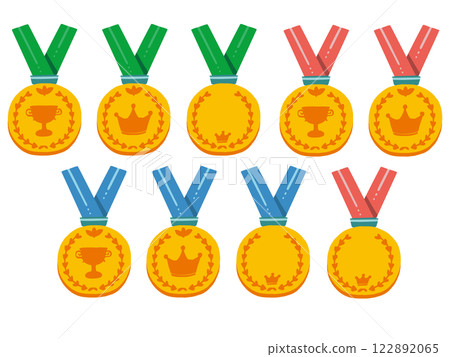 簡單而受歡迎的金牌和項鍊絲帶插圖集 122892065