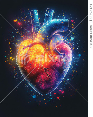 Vibrant World Organ Donation Day social media template, heart and medical elements, high resolution 122892424