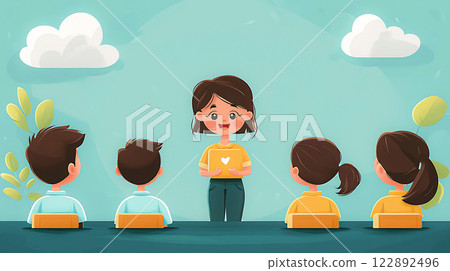 Teacher celebrating Teacher's Day high resolution vector illustration flat style 122892496