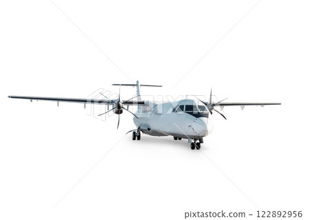 Passenger turboprop airliner isolated on white background Passenger turboprop airliner isolated on white background 122892956