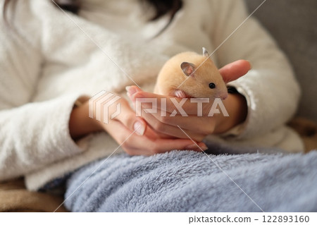 Hamster playing with elementary school students 122893160