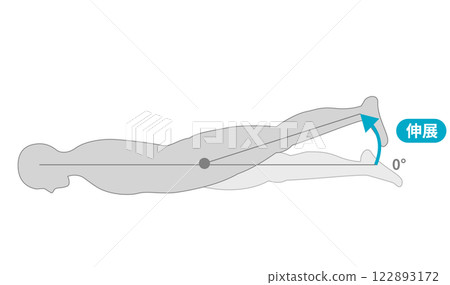 Hip joint range of motion: extension 122893172