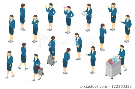 Isometric illustration: Cabin attendant 122893322