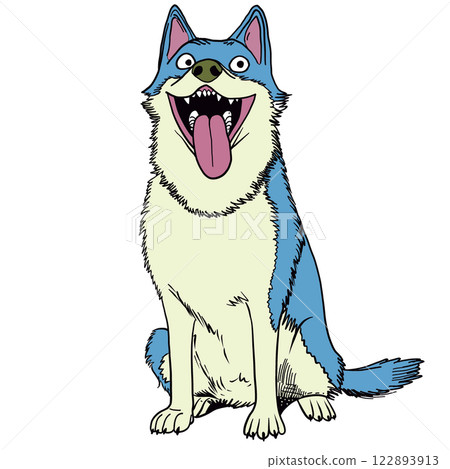 Cartoon Husky with Goofy Expression and Tongue Out Cartoon Husky with Goofy Expression and Tongue Out 122893913