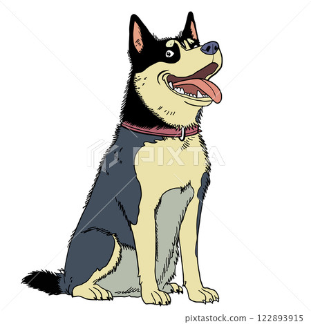 Cartoon Husky with Playful Expression and Tongue Out Cartoon Husky with Playful Expression and Tongue Out 122893915