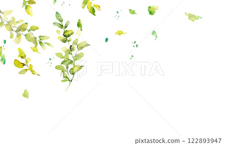 水彩畫。水彩尤加利矢量插圖。用水彩畫的葉子裝飾框架。 水彩畫。水彩尤加利矢量插圖。用水彩畫的葉子裝飾框架。 122893947