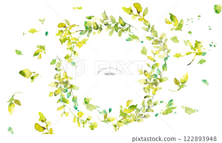 Watercolor. Vector illustration of eucalyptus in watercolor style. Decorative frame of leaves painted in watercolor. 122893948