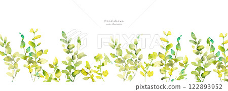Watercolor. Vector illustration of eucalyptus in watercolor style. Decorative frame of leaves painted in watercolor. 122893952