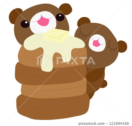 Bear couple and pancakes 122894388