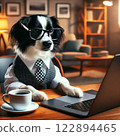 A dog that operates a computer 122894465